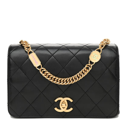 Chanel Lambskin Enamel Quilted Logo Flap Black 1 of 10