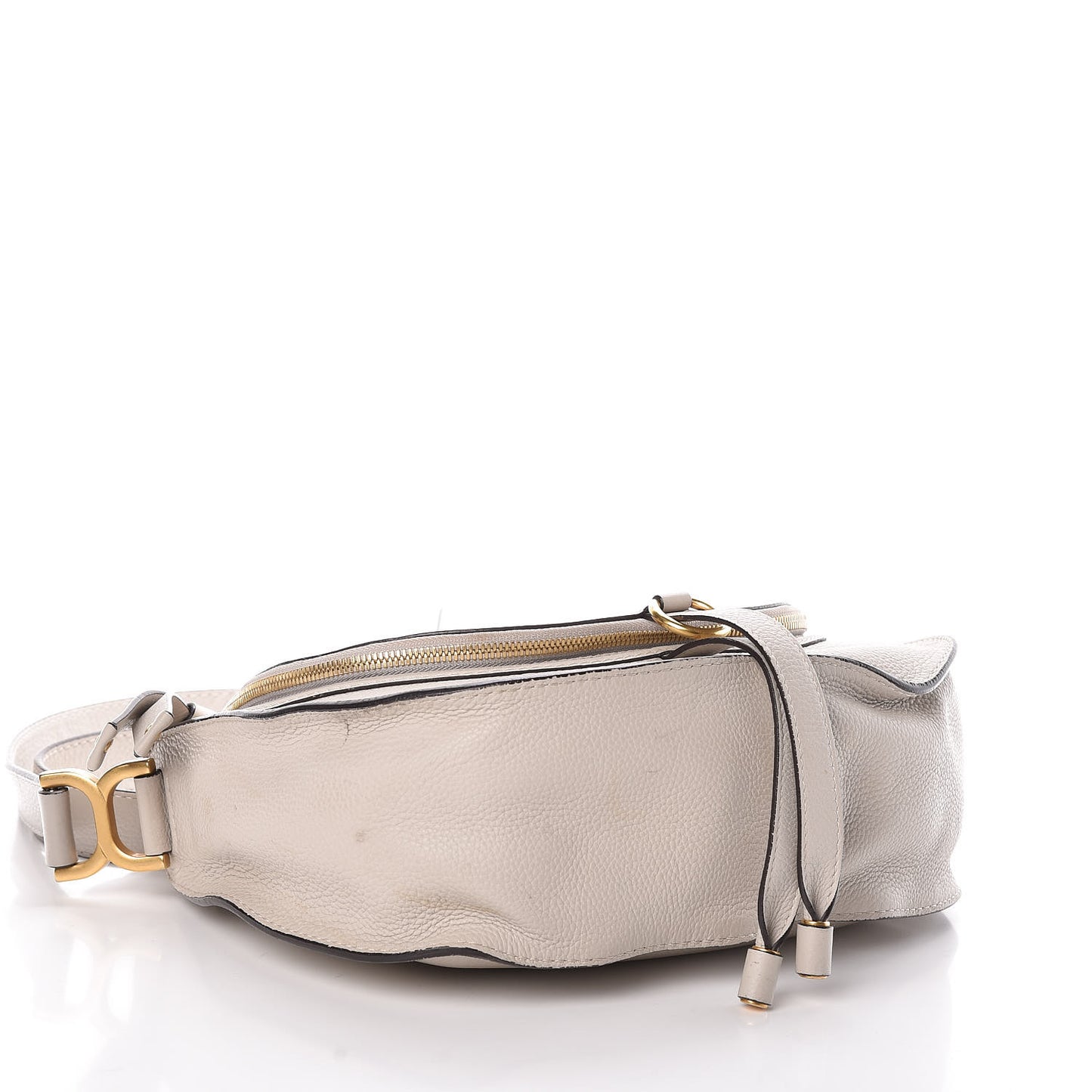 Calfskin Medium Marcie Round Zip Crossbody Bag Angora Beige