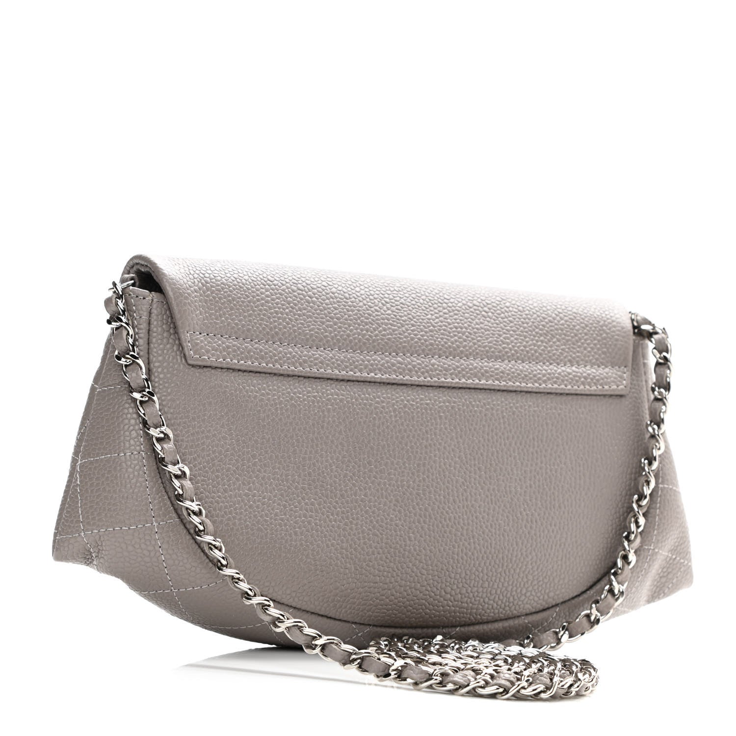 Chanel Caviar Half Moon Wallet On Chain WOC Light Grey 3 of 11