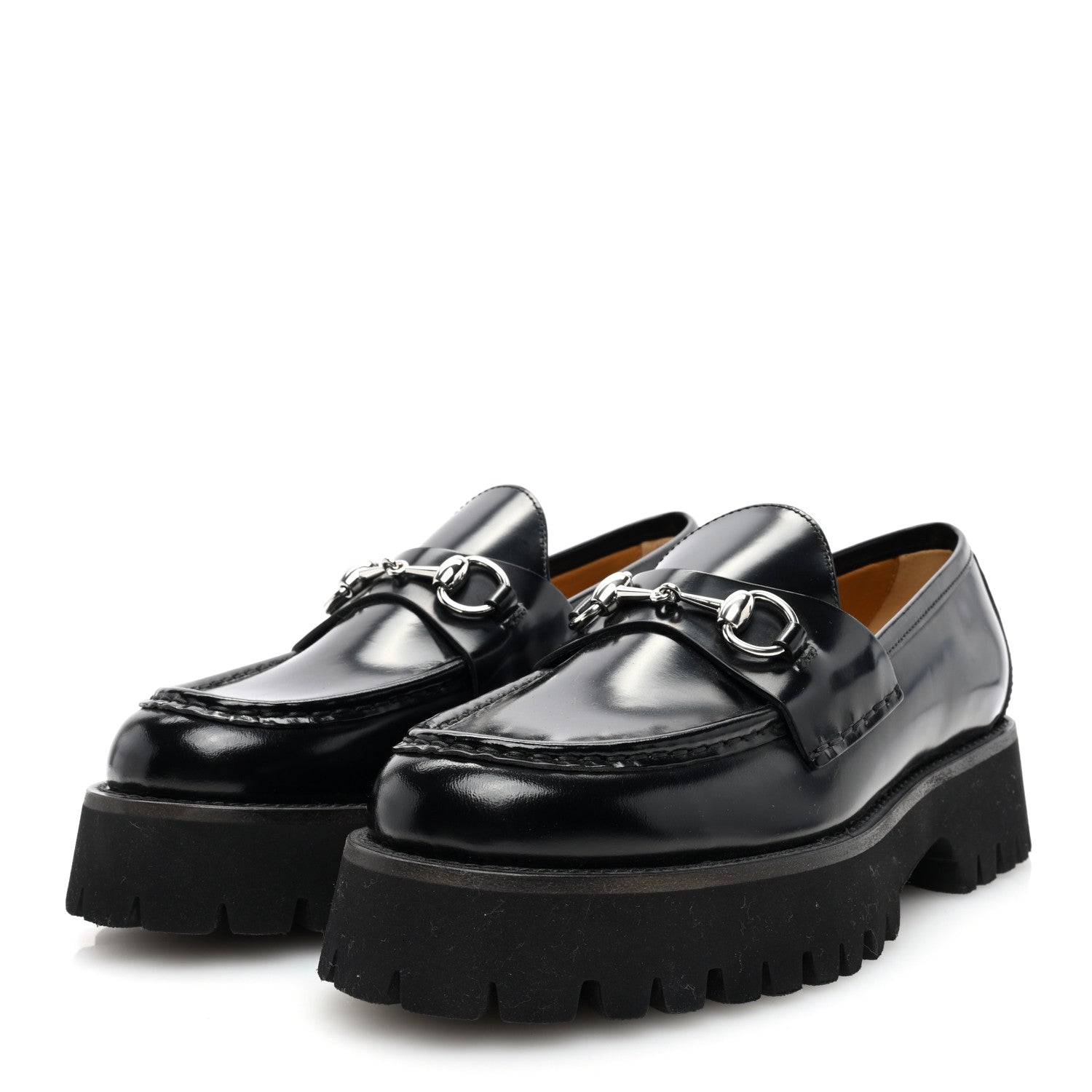 Gucci Cordovan Lux Womens Horsebit 45mm Platform Loafers 39 Black 2 of 8