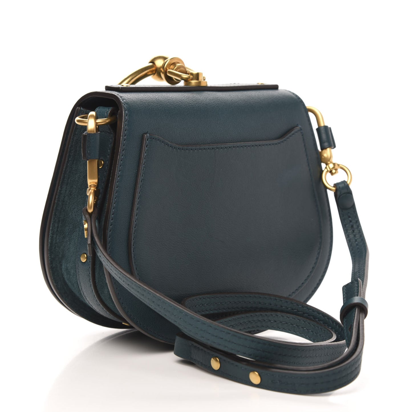 Calfskin Suede Small Nile Bracelet Bag Teal