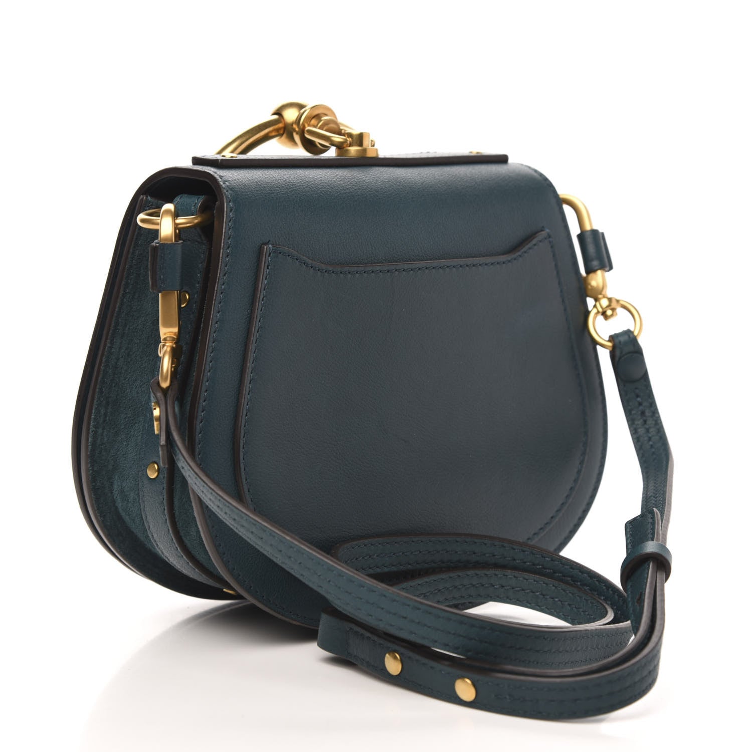 Chloe Calfskin Suede Small Nile Bracelet Bag Teal 3 of 10
