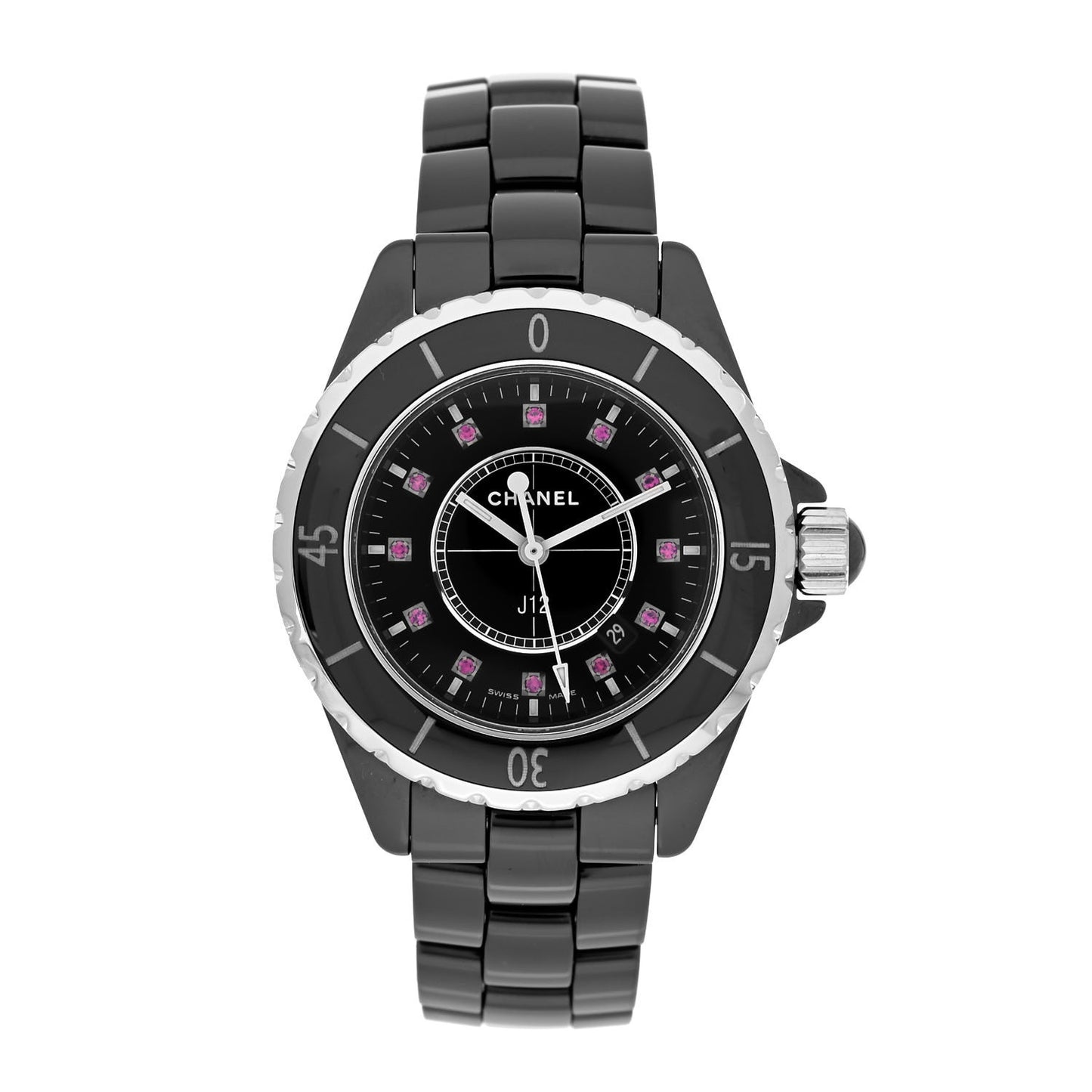 Stainless Steel Ceramic Ruby 33mm J12 Quartz Watch Black