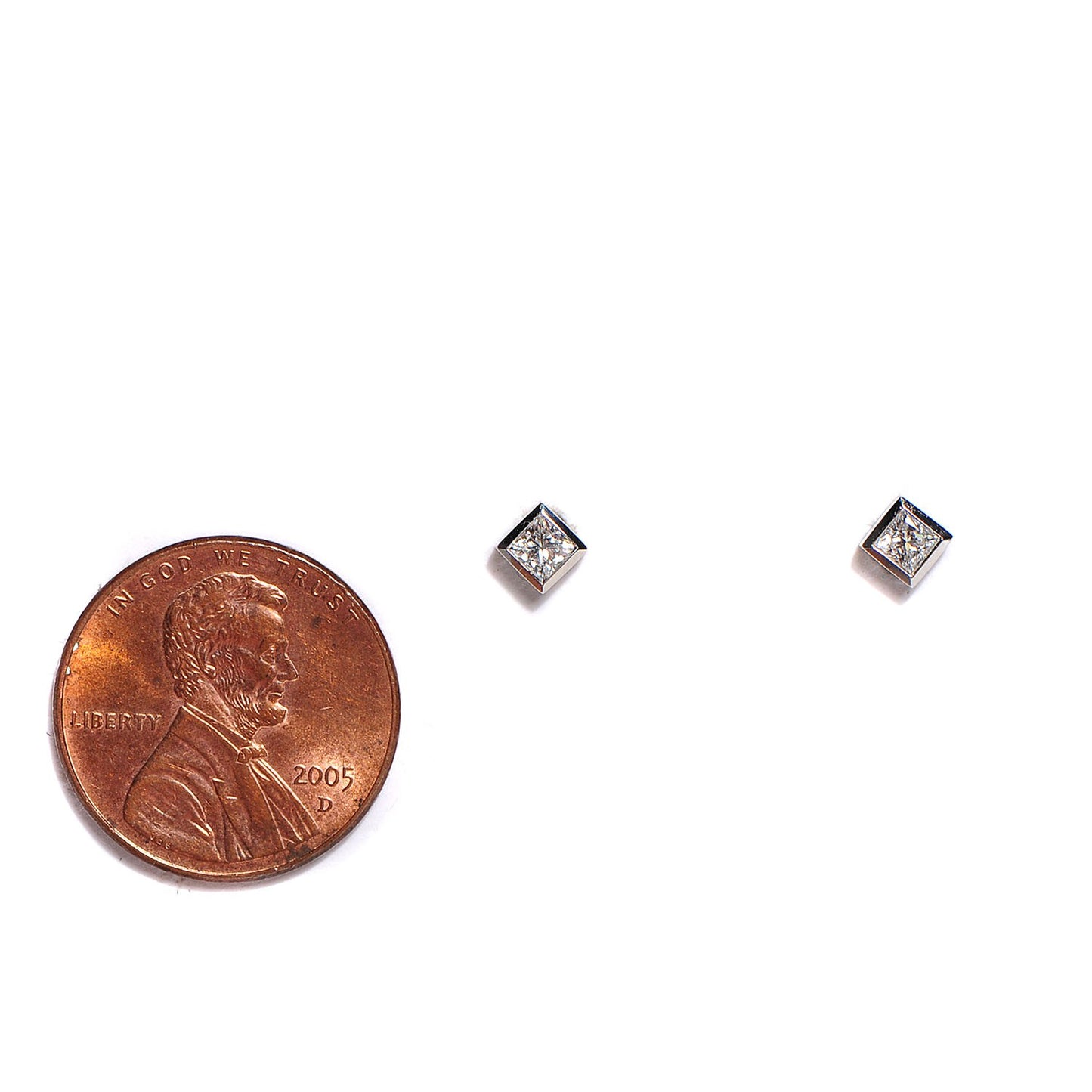 Platinum Diamond Princess Cut Earrings