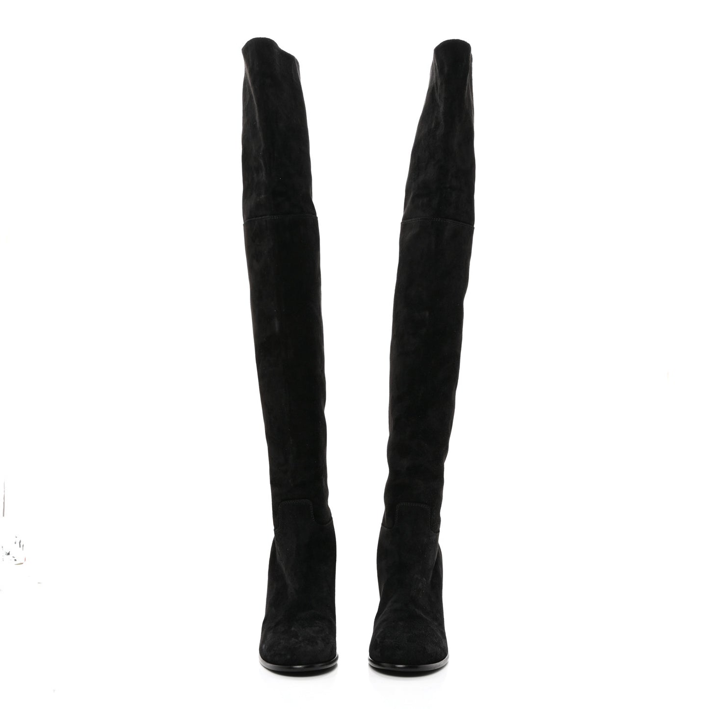 Suede Calfskin CC Over The Knee Boots 39.5 Black
