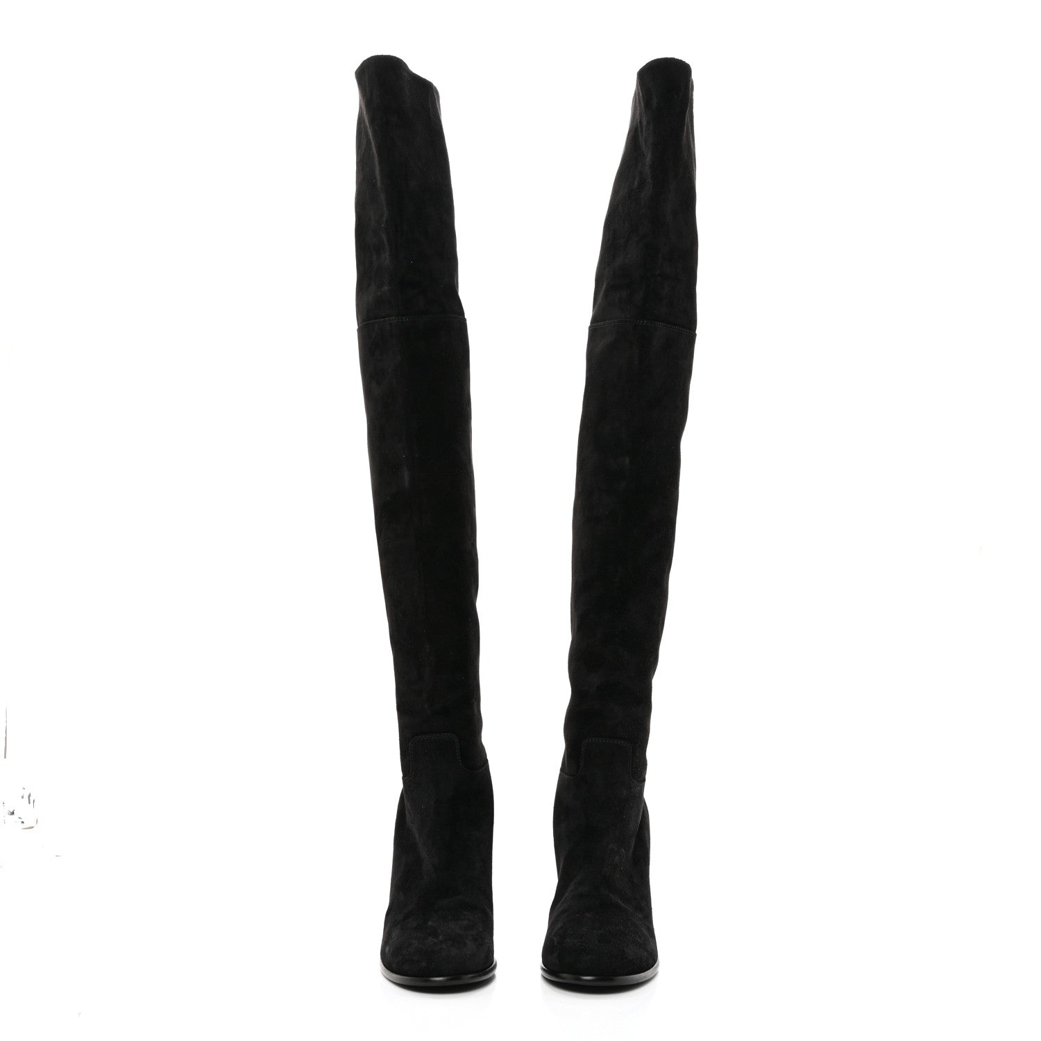 Chanel Suede Calfskin CC Over The Knee Boots 39.5 Black 2 of 8