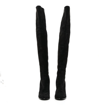 Chanel Suede Calfskin CC Over The Knee Boots 39.5 Black 2 of 8