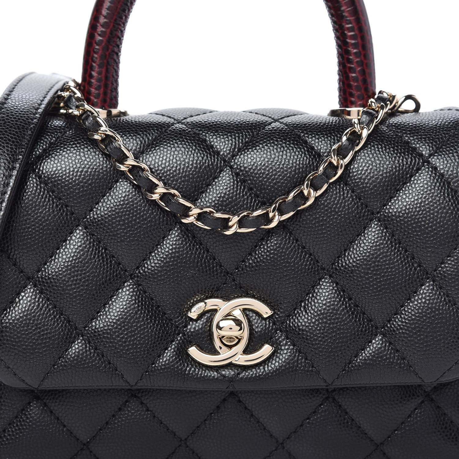 Chanel Caviar Lizard Embossed Quilted Extra Mini Coco Handle Flap Black 11 of 12