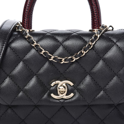 Chanel Caviar Lizard Embossed Quilted Extra Mini Coco Handle Flap Black 11 of 12