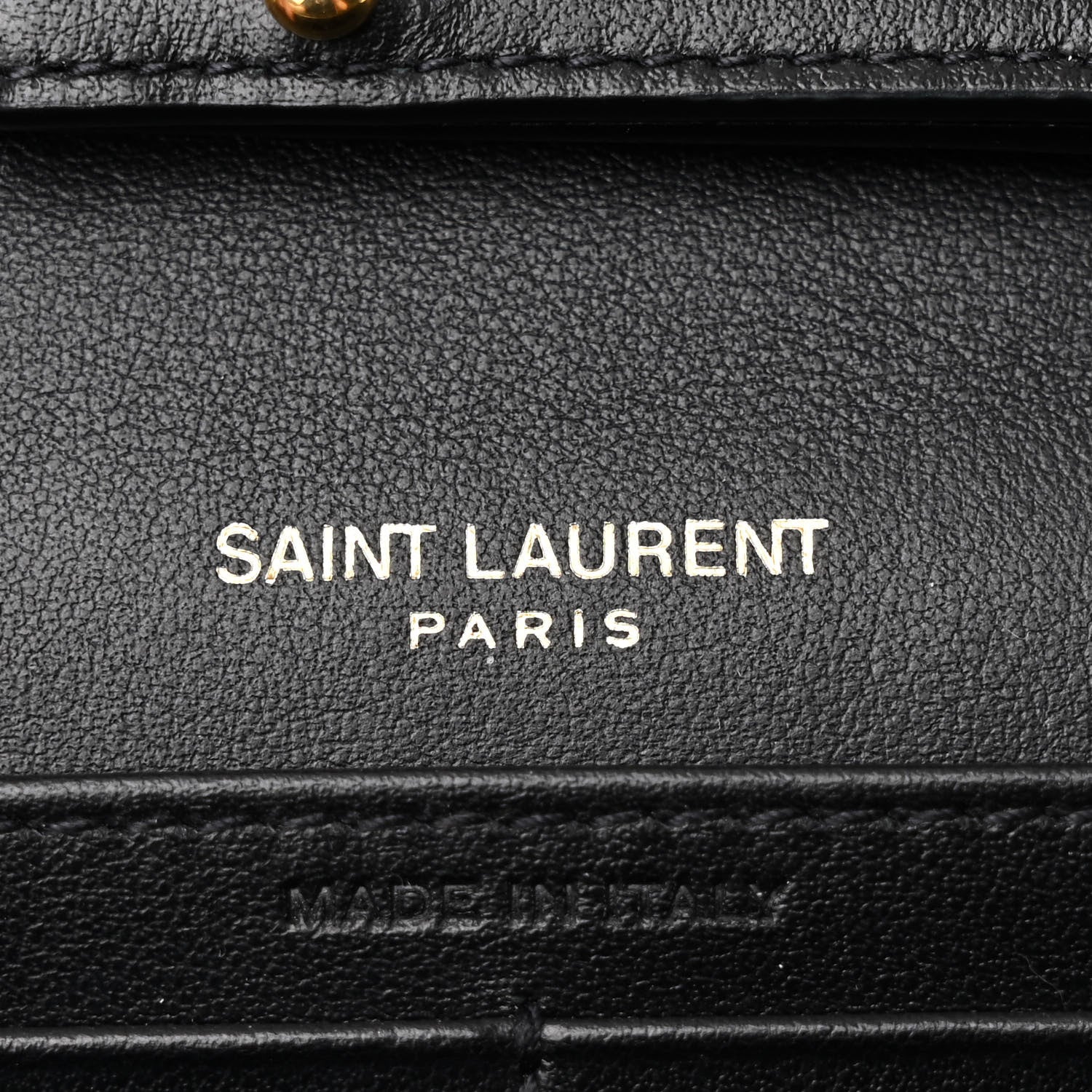 Saint Laurent Calfskin Crocodile Embossed Monogram Chain Wallet Black 7 of 12