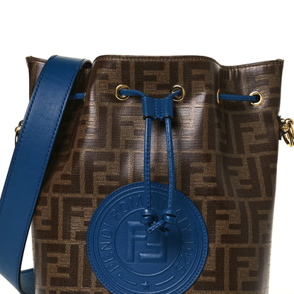 Fendi Glazed Fabric Vitello Grace F is Fendi FF 1974 Stamp Patch Grande Mon Tresor Bucket Bag Mogano Panna Iris 9 of 9