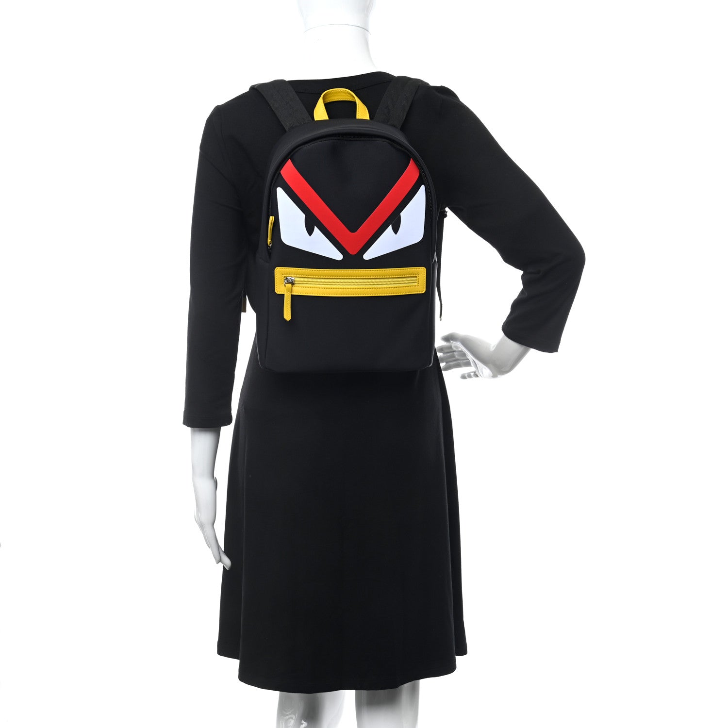 Fendi Nylon Monster Kids Backpack Black Multicolor 2 of 11