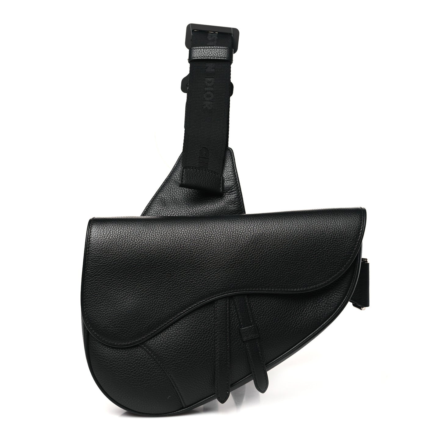 Grained Calfskin Mens Saddle Bag Black