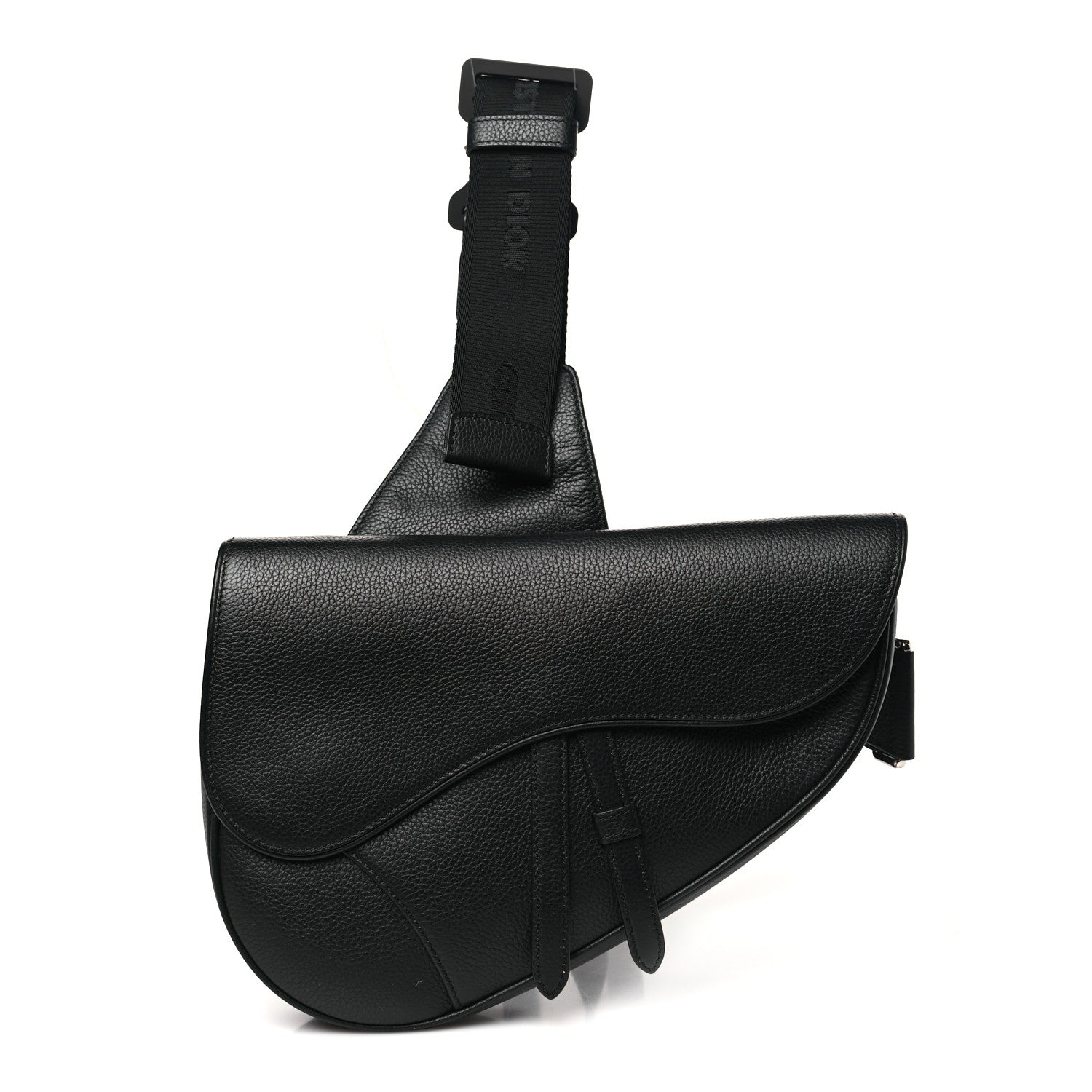 Christian Dior Grained Calfskin Mens Saddle Bag Black 1 of 10