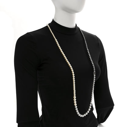 Chanel Graduated Pearl CC Long Necklace Ruthenium Grey Black 2 of 7