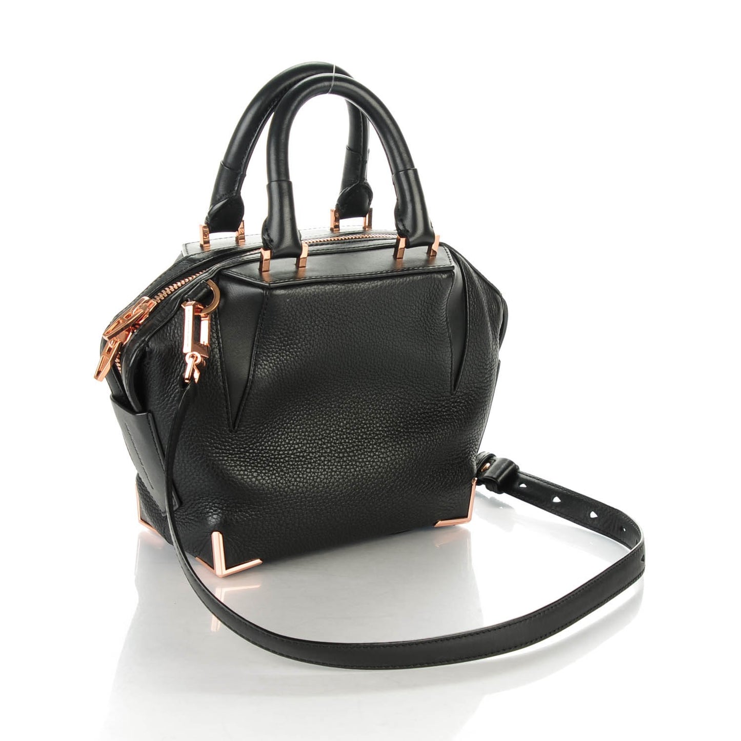 Pebbled Calfskin Mini Emile Black Rose Gold Hardware