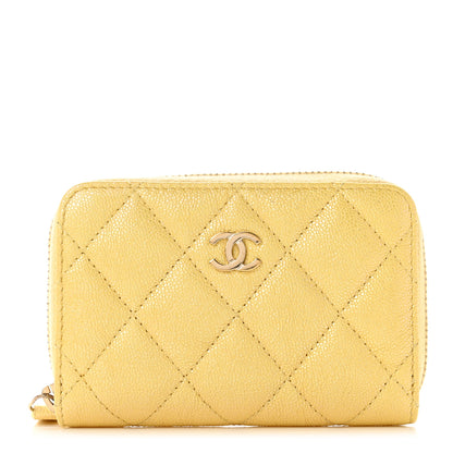 Chanel Iridescent Caviar Quilted Zip Coin Purse Yellow 1 of 8