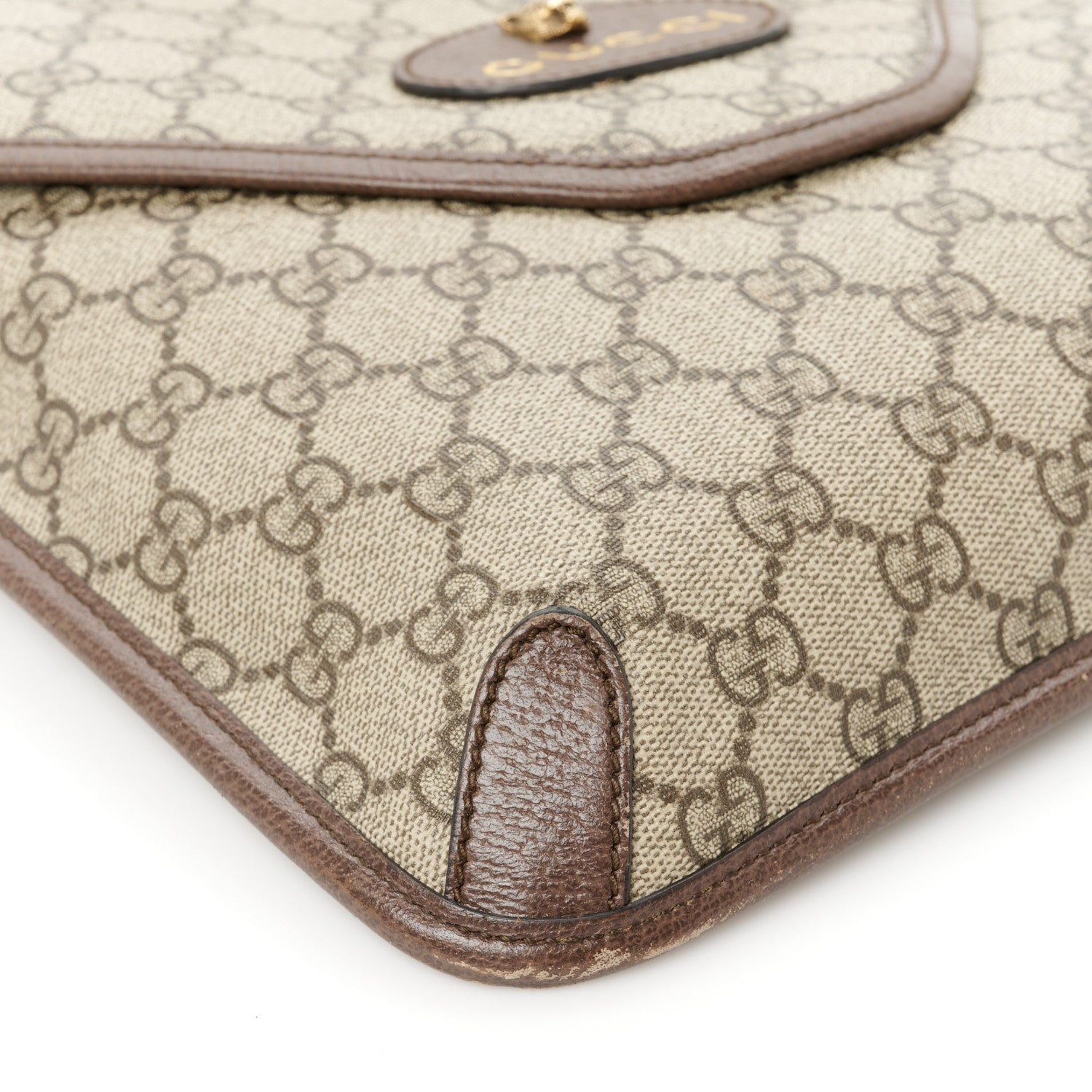 Gucci GG Supreme Monogram Web Medium Neo Vintage Flap Messenger Bag Beige New Acero 10 of 11