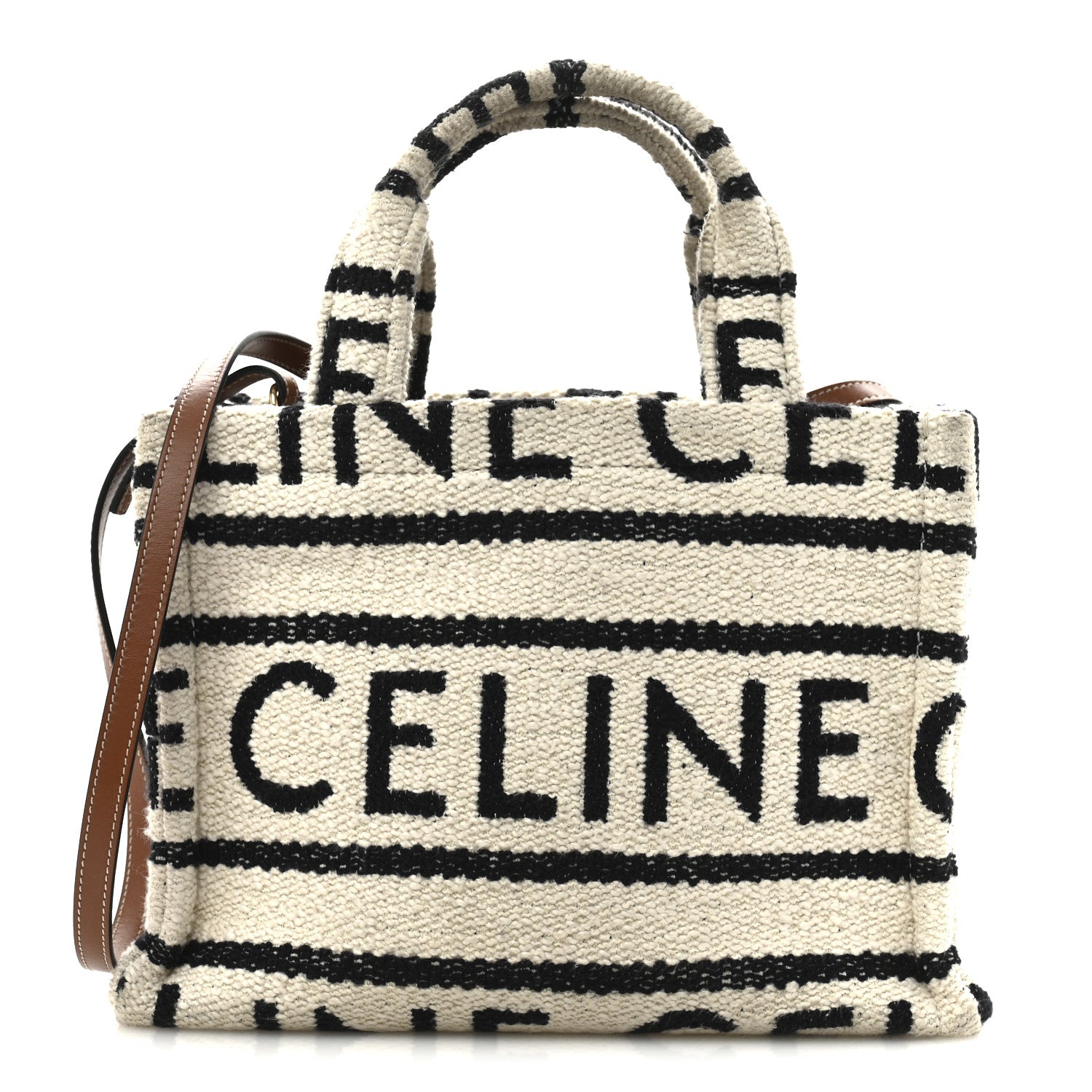 Celine Canvas Small All Over Cabas Thais White Black 1 of 11