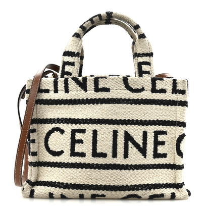 Celine Canvas Small All Over Cabas Thais White Black 1 of 11