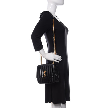 Saint Laurent Patent Calfskin Matelasse Monogram Medium Vicky Chain Bag Black 2 of 10