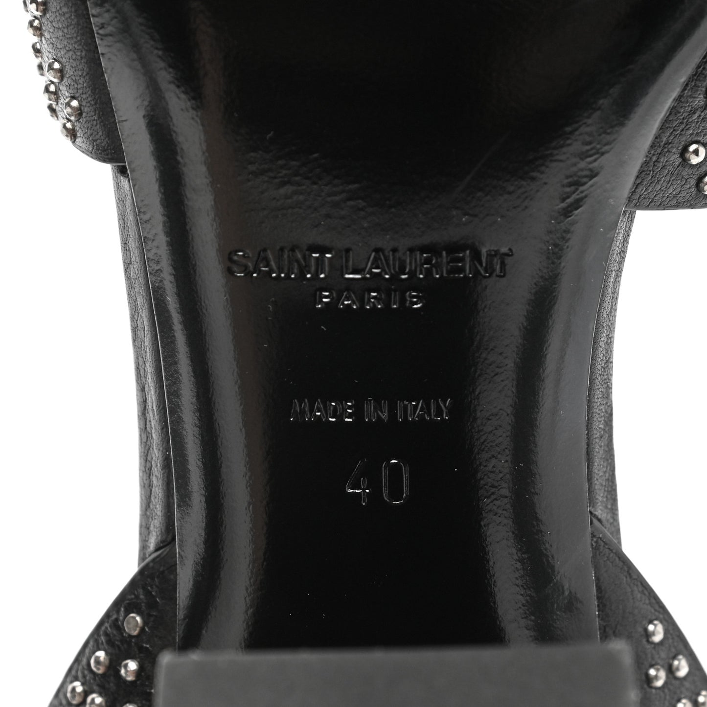 Calfskin Studded Oak 75 Sandals 40 Black