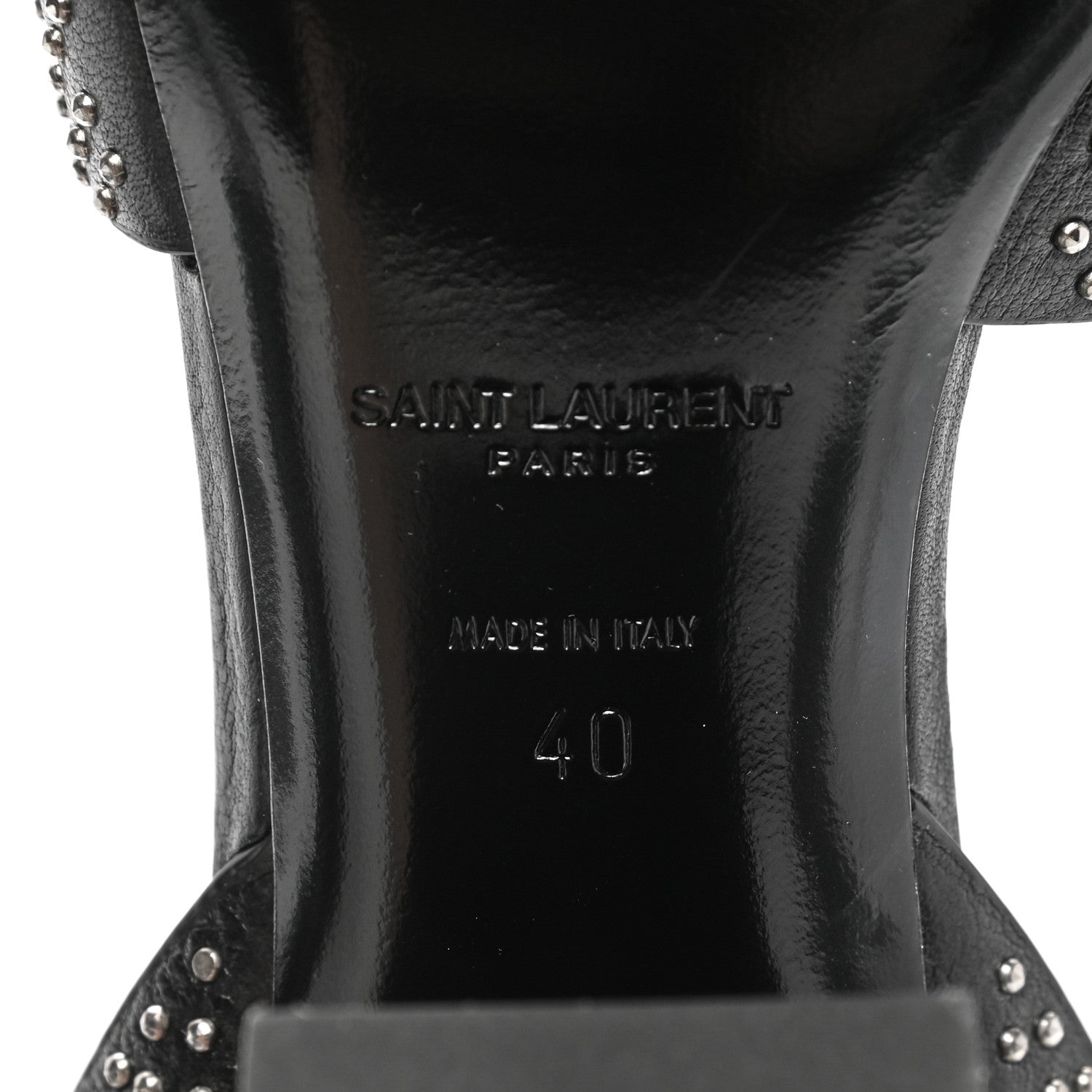 Saint Laurent Calfskin Studded Oak 75 Sandals 40 Black 7 of 9