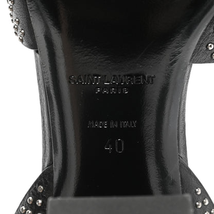 Saint Laurent Calfskin Studded Oak 75 Sandals 40 Black 7 of 9