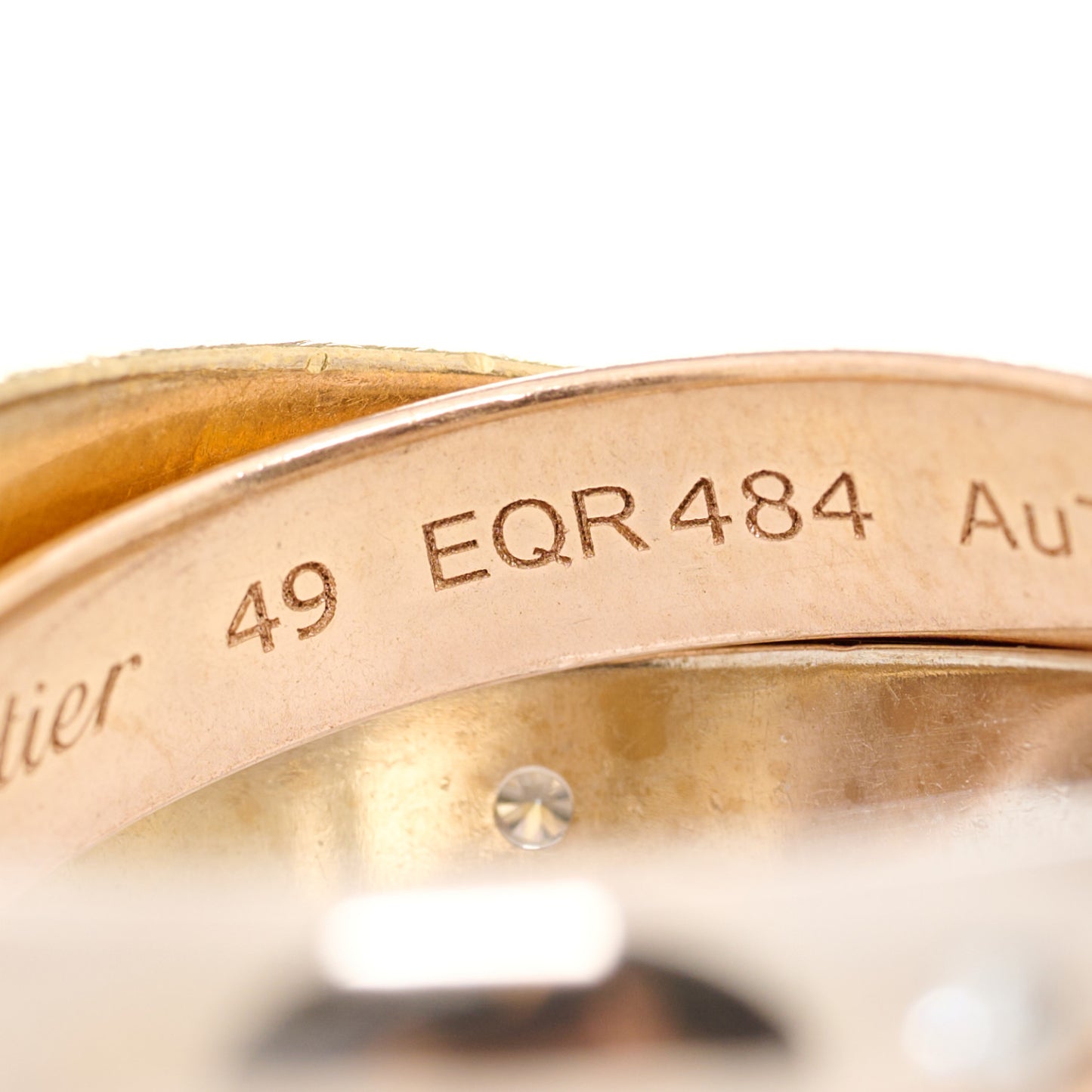 18K Pink Yellow White Gold Diamond Trinity Ring 49 5