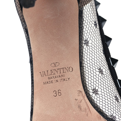 Valentino Garavani Mesh Point d'Esprit Calfskin Rockstud 85mm Pumps 36 Black 7 of 9