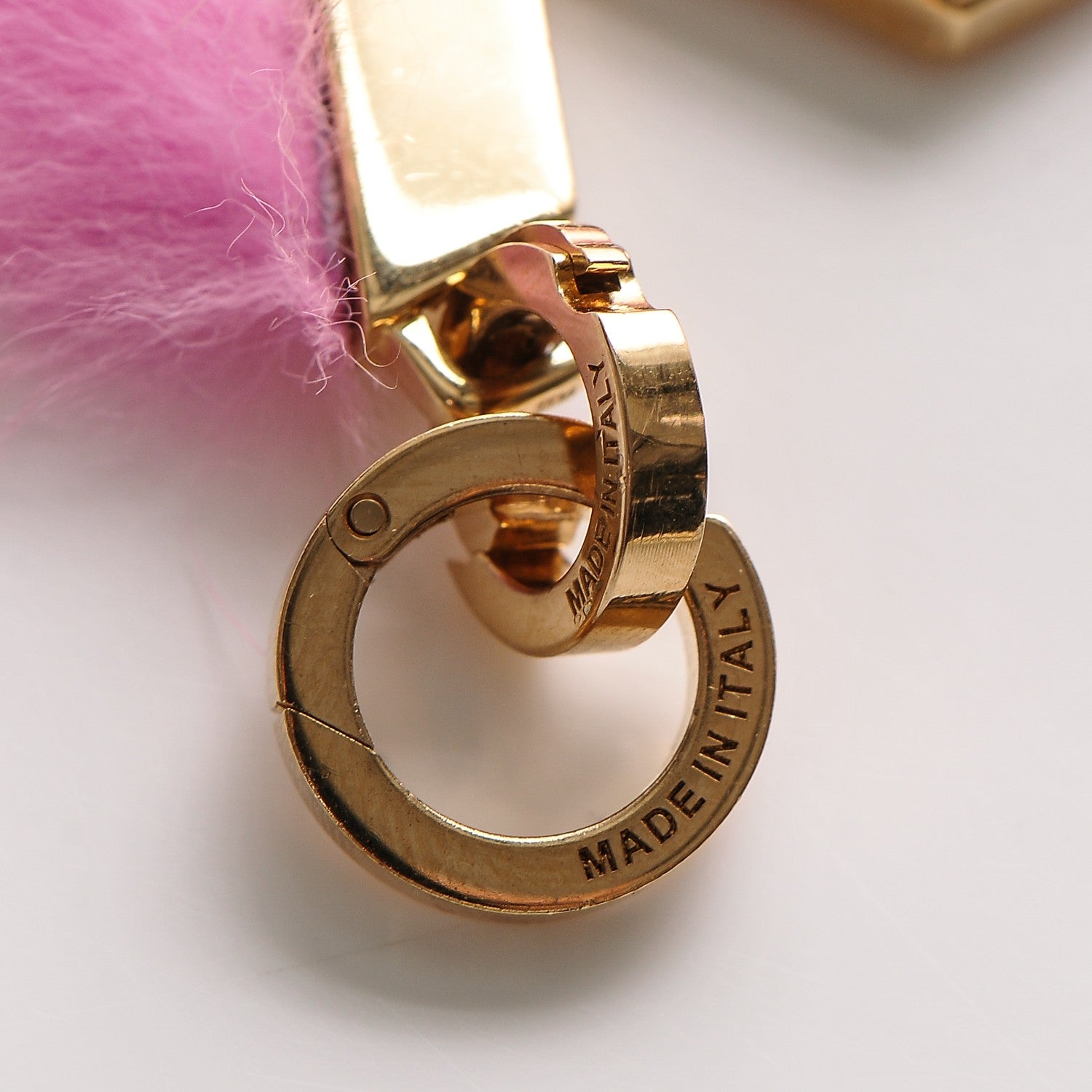 Fendi Mink Fur Y ABClick Bag Charm Pink 3 of 3