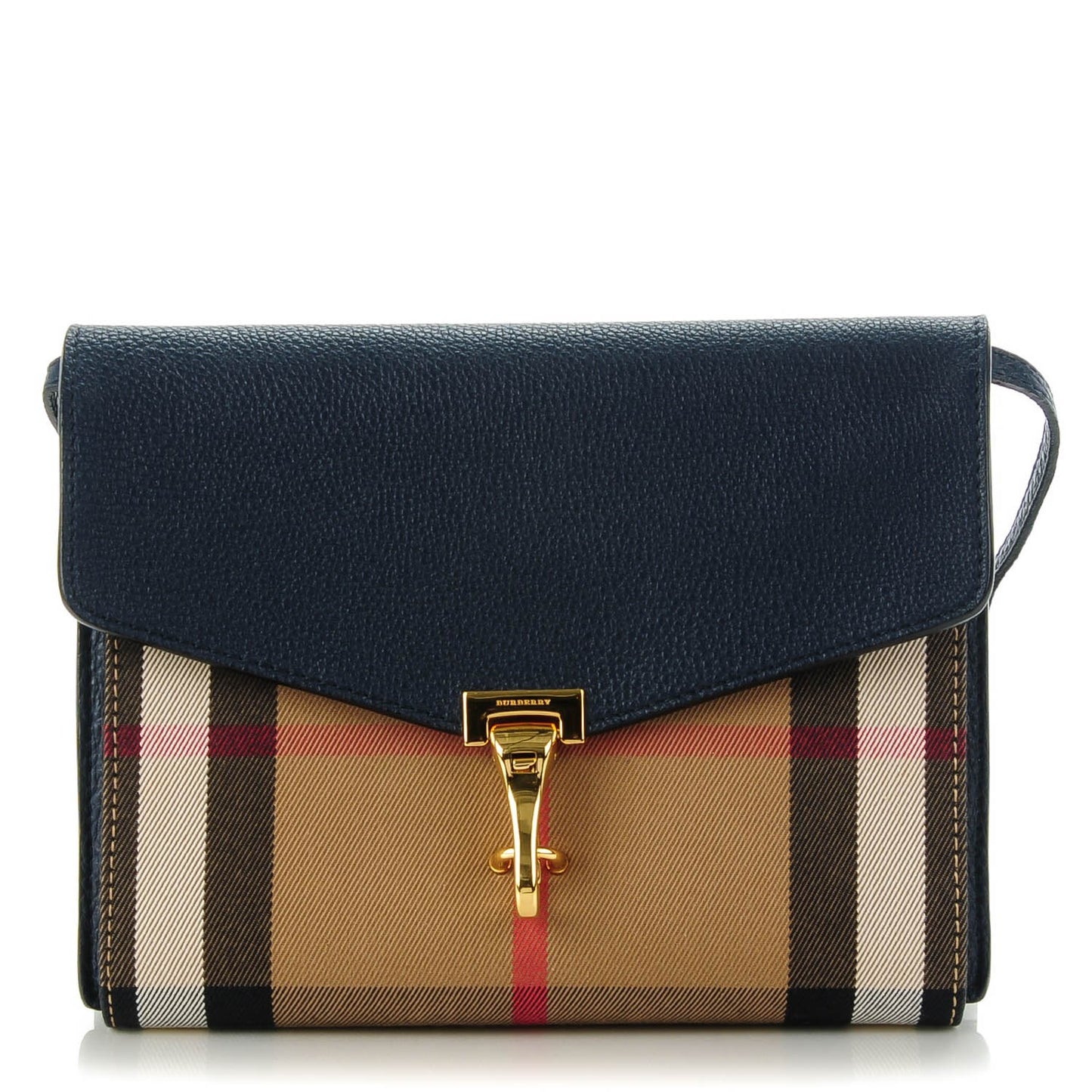 Pebbled Calfskin House Check Small Macken Crossbody Bag Ink Blue