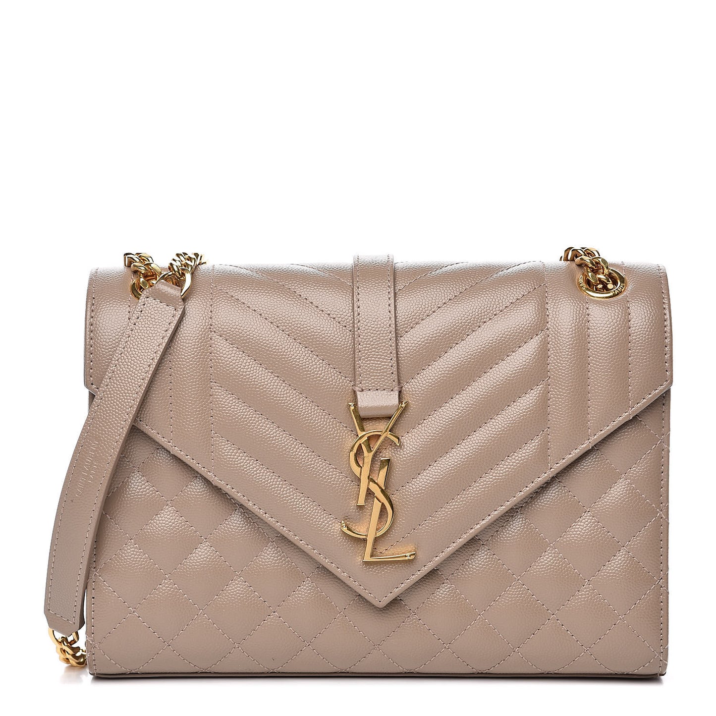 Grain De Poudre Textured Mixed Matelasse Medium Triquilt Monogram Satchel Taupe
