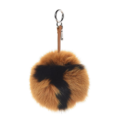 Fendi Fox Fur Shiny Nappa Bi-Color T ABCharm Bag Charm Curry Black Syrup 1 of 2