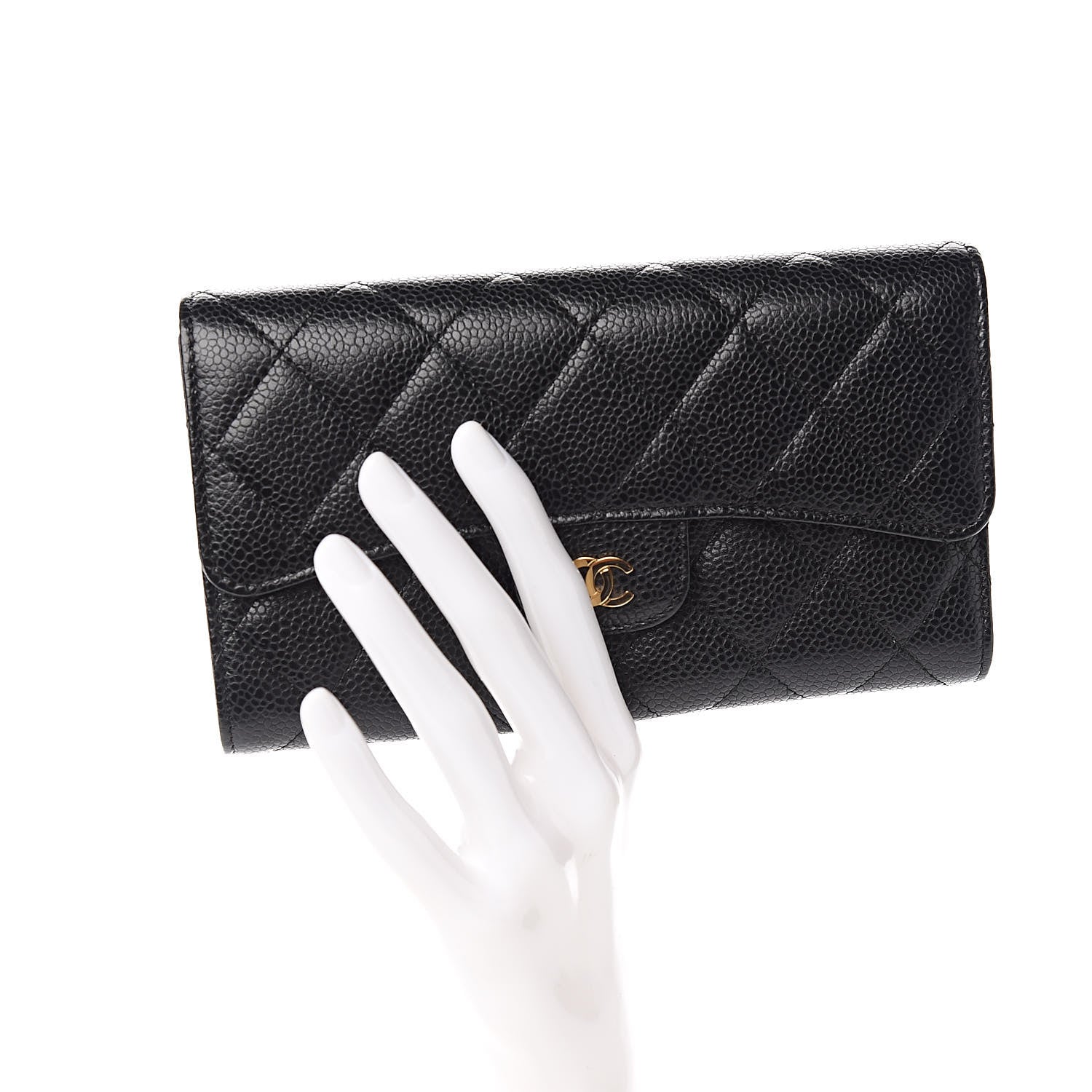 Chanel Caviar Quilted Long Flap Wallet Black 2 of 9