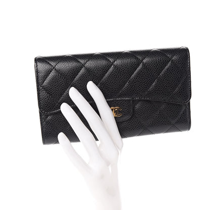 Chanel Caviar Quilted Long Flap Wallet Black 2 of 9