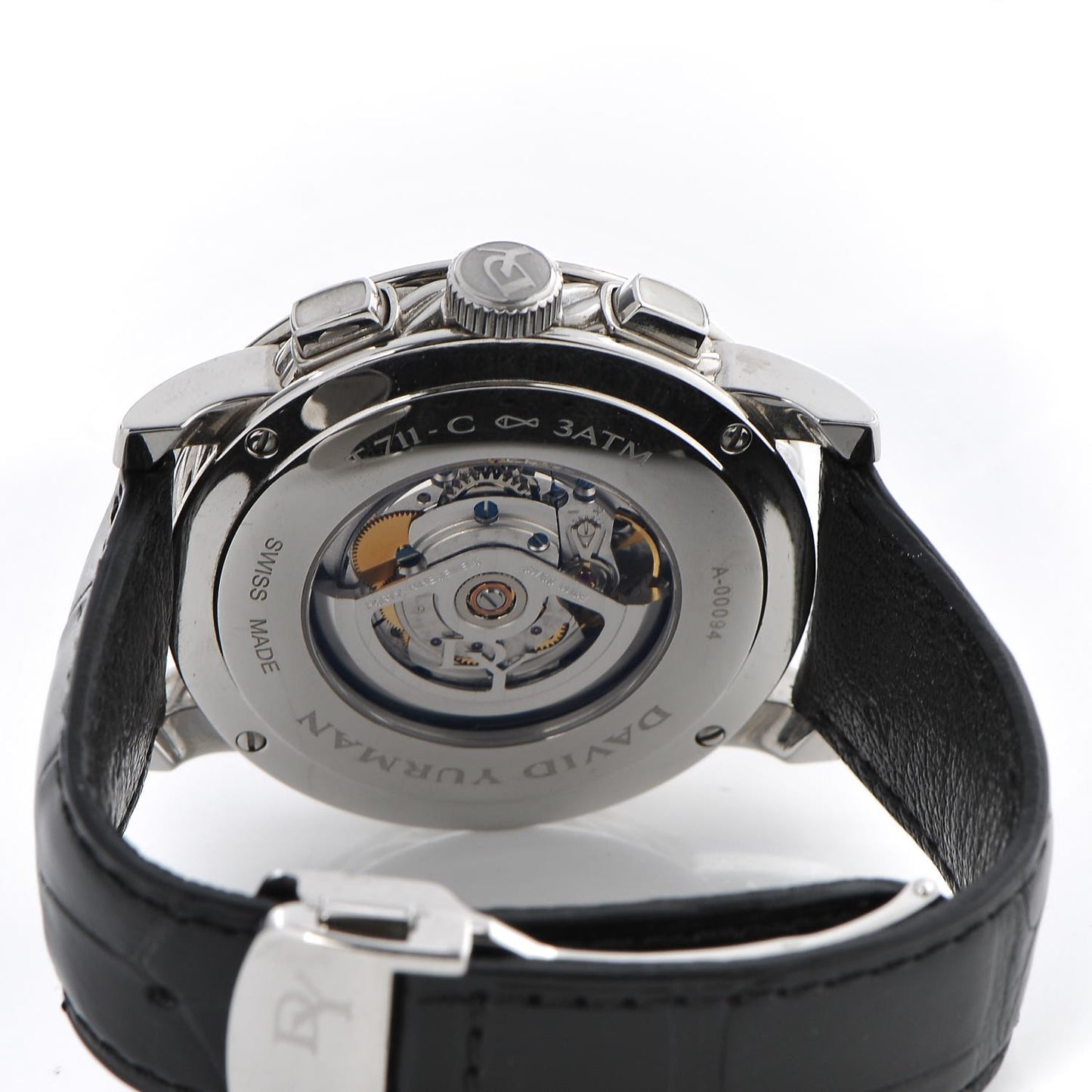 Stainless Steel Alligator 46mm Classic Chronograph Automatic Watch Black