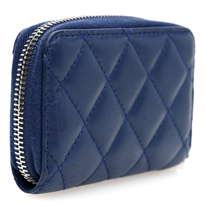 Chanel Lambskin Quilted Zip Coin Purse Blue 3 of 7