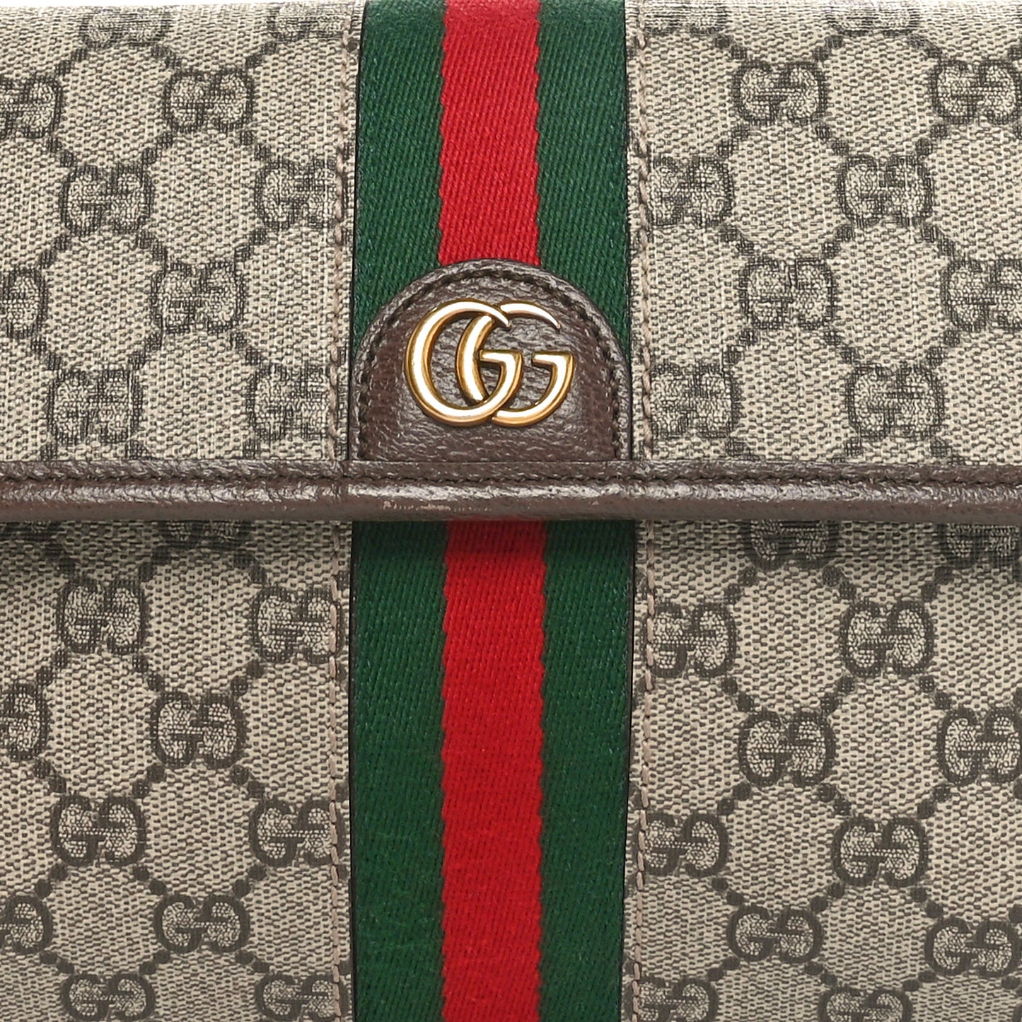GG Supreme Monogram Web Small Ophidia Belt Bag Brown