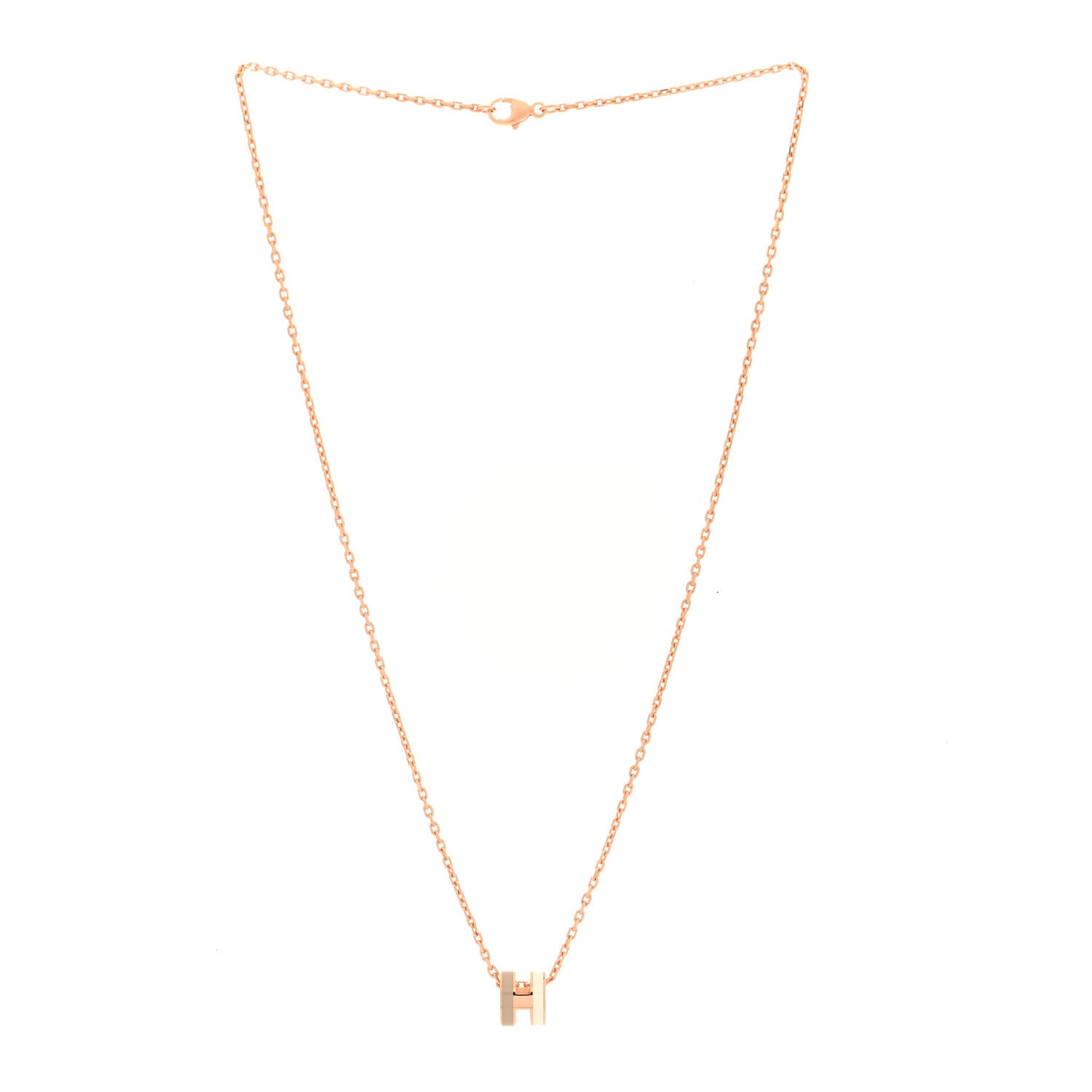 Hermes Lacquered Rose Gold Mini Pop H Rocabar Pendant Necklace Systeme 3 of 6