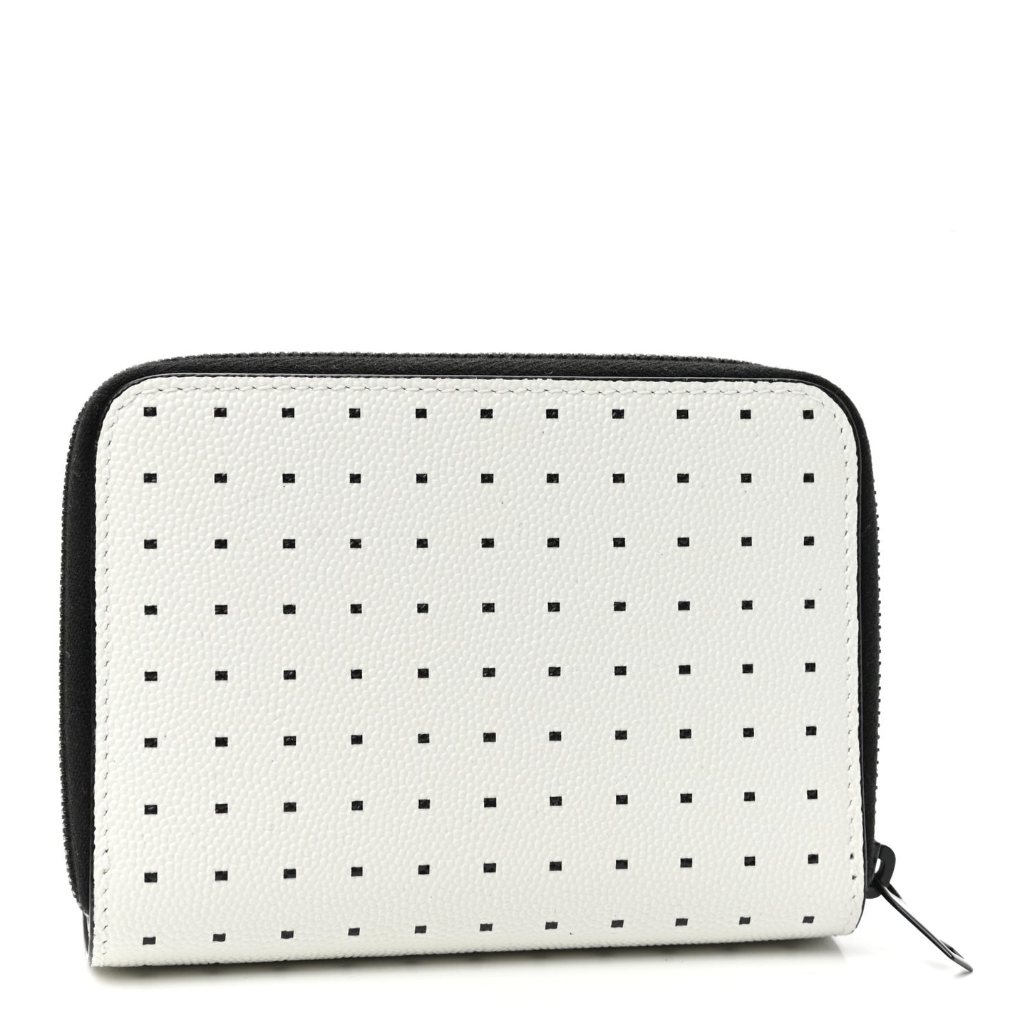 Grain De Poudre Matelasse Dotted Squares Monogram Compact Zip Around Wallet White Black