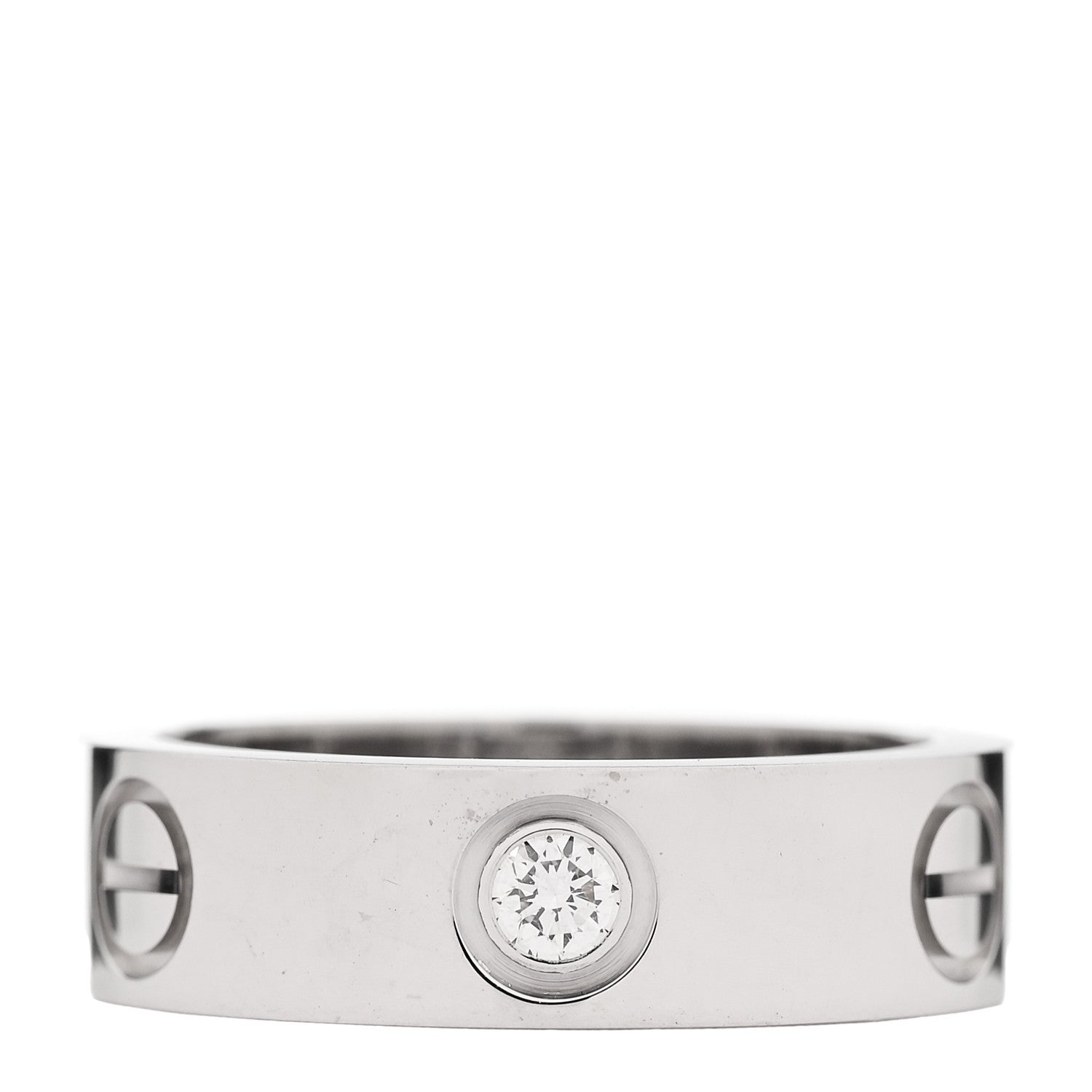 Cartier 18K White Gold 3 Diamond 5.5mm LOVE Ring 51 5.75 1 of 5