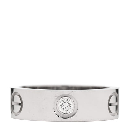 Cartier 18K White Gold 3 Diamond 5.5mm LOVE Ring 51 5.75 1 of 5