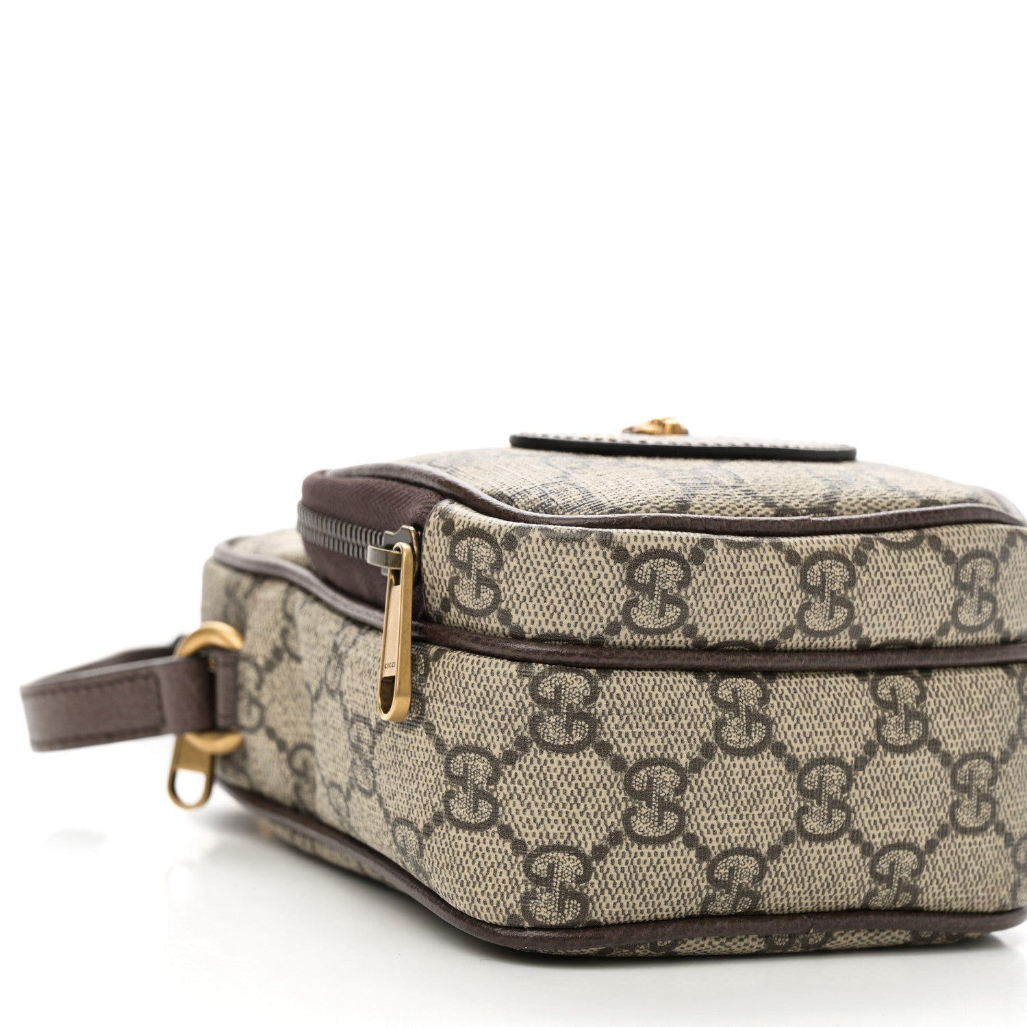 Gucci GG Supreme Monogram Mini Neo Vintage Double Zip Messenger Bag Beige New Acero Crop 9 of 10