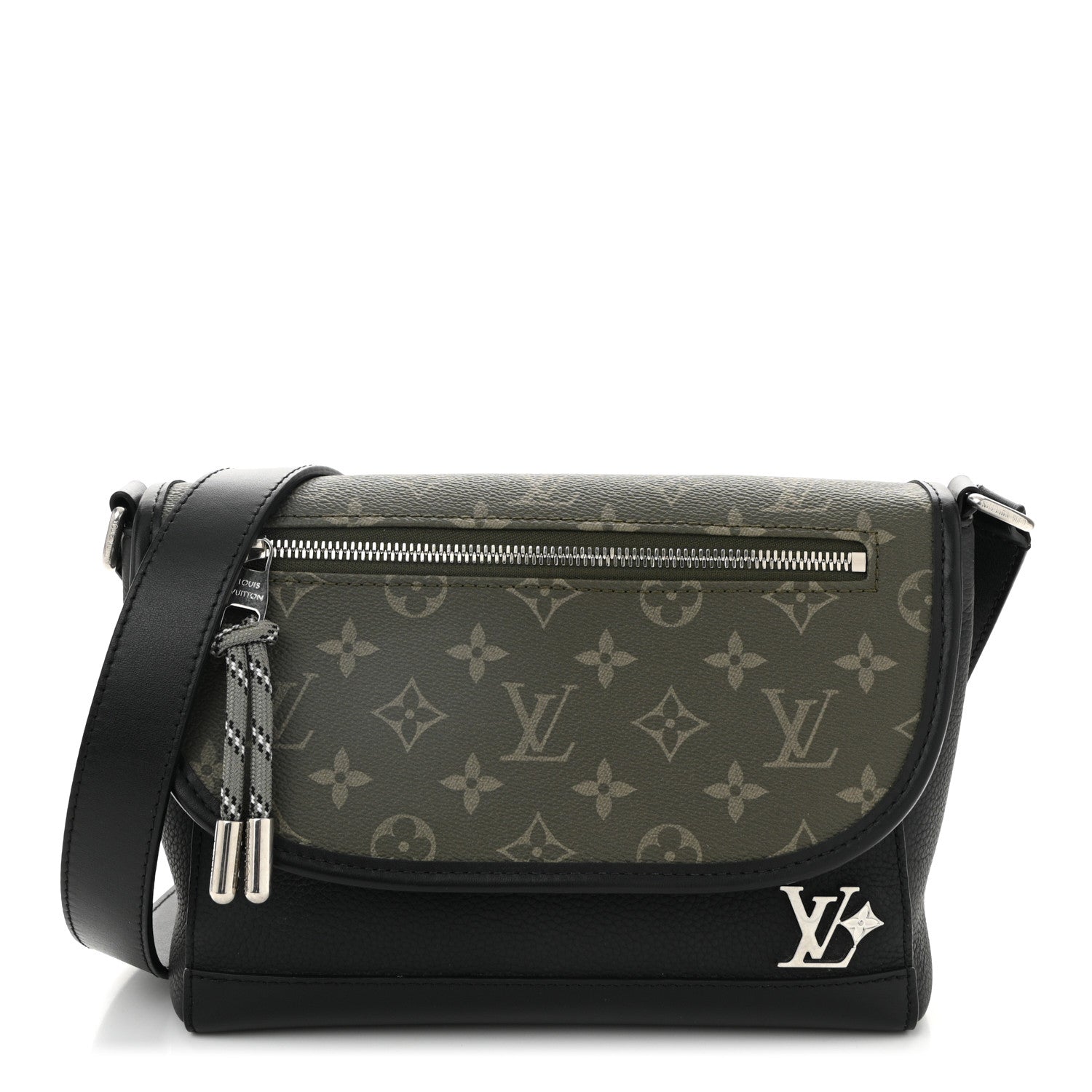 Louis Vuitton Grained Calfskin Monogram Pulse Messenger Khaki Black 1 of 10