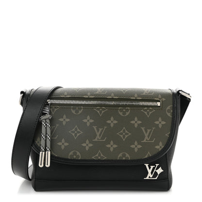 Louis Vuitton Grained Calfskin Monogram Pulse Messenger Khaki Black 1 of 10