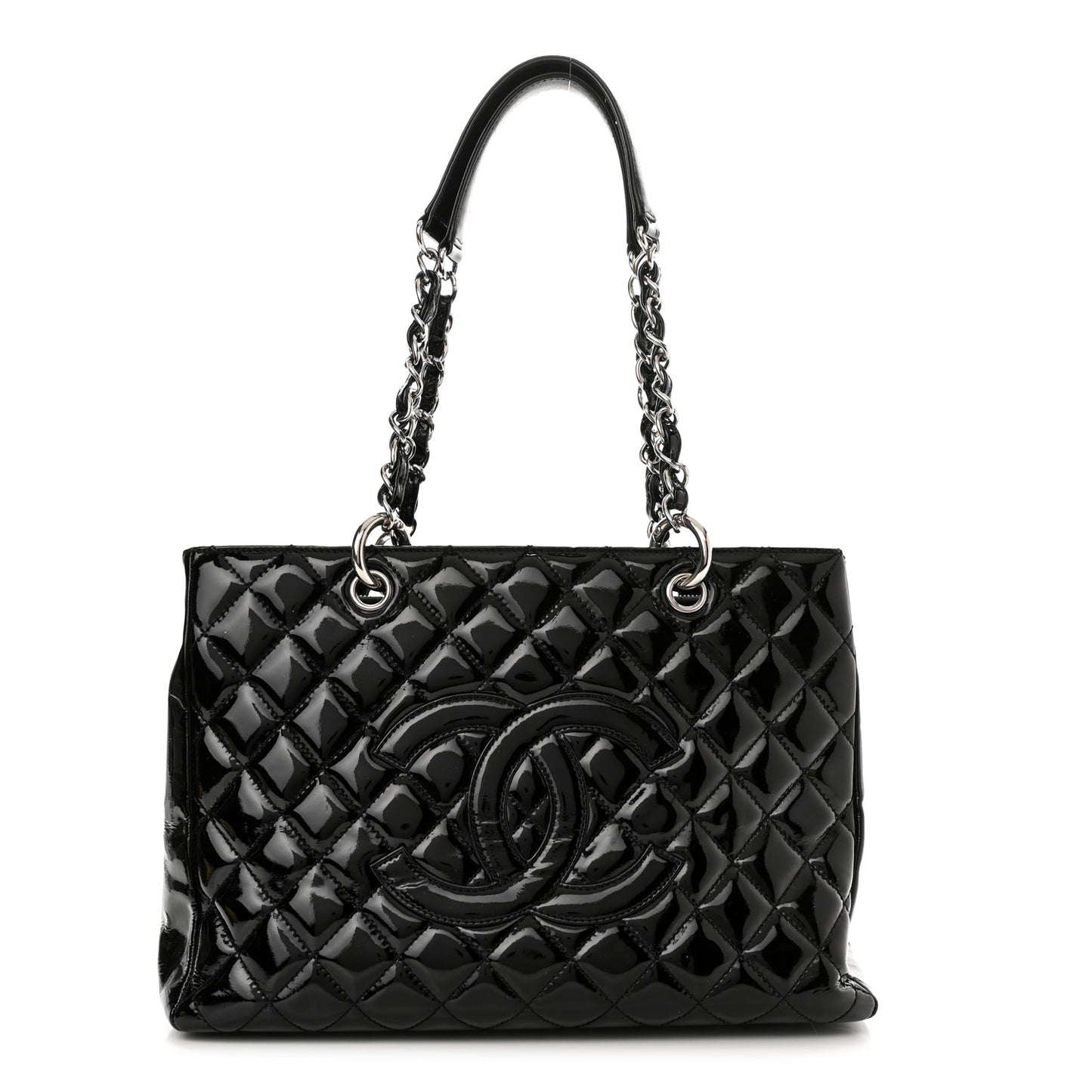 Patent Quilted Grand Shopping Tote GST Black