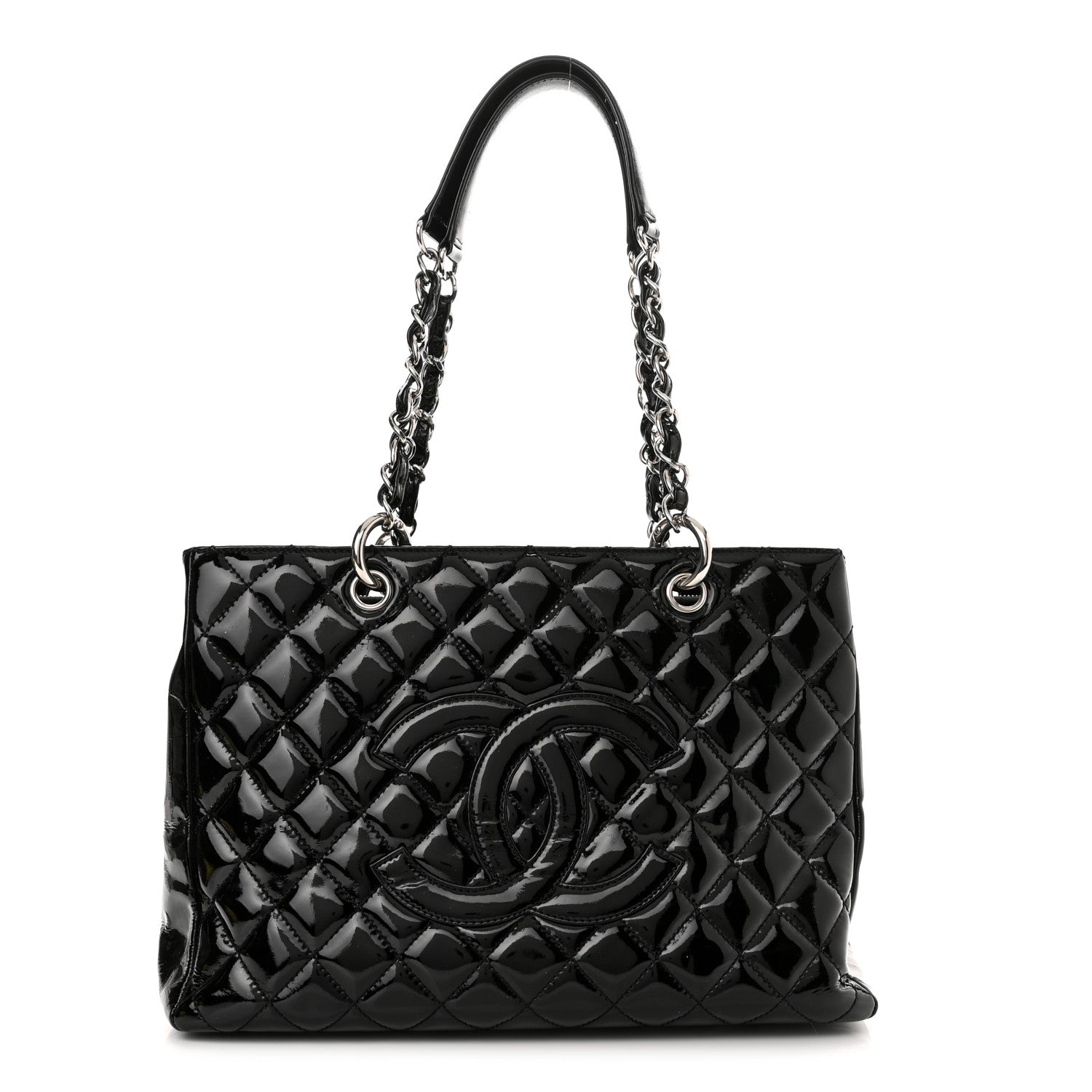 Chanel Patent Quilted Grand Shopping Tote GST Black 1 of 11