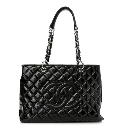 Chanel Patent Quilted Grand Shopping Tote GST Black 1 of 11