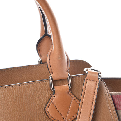Burberry Mega Check Grained Calfskin Medium Harcourt Satchel Saddle Brown 14 of 28
